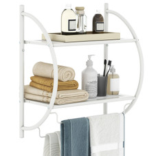 Wall-Mounted 2-Tier Bathroom Shelf with 2 Towel Bars product image