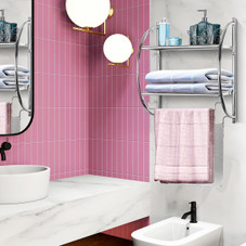 Wall-Mounted 2-Tier Bathroom Shelf with 2 Towel Bars product image