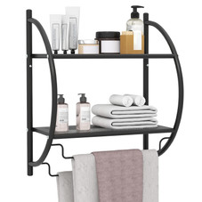 Wall-Mounted 2-Tier Bathroom Shelf with 2 Towel Bars product image