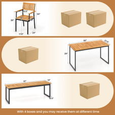 6-Piece Outdoor Acacia Wood Dining Set with Bench product image