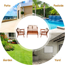 8-Pieces Rattan Acacia Wood Patio Furniture Set  product image