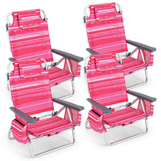 5-Position Outdoor Folding Backpack Beach Reclining Chair with Pillow (4-Pack) product image