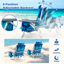 5-Position Outdoor Folding Backpack Beach Reclining Chair with Pillow (4-Pack) product image