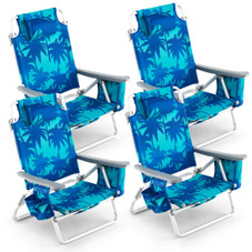 5-Position Outdoor Folding Backpack Beach Reclining Chair with Pillow (4-Pack) product image