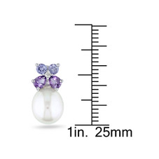 Freshwater Pearl Earrings with Amethyst Stones product image