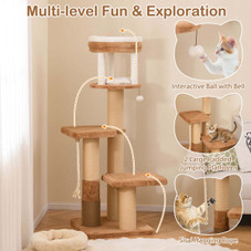 65" Indoor Cat Tree with Self-Groomer, Padded Perch and  Removable Cat Bed product image