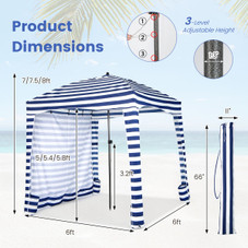 6x6 ft Foldable Beach Cabana Tent with Detachable Sidewall product image