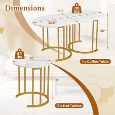 3-Piece Nesting Coffee Table Set with Faux Marble Tabletop  product image