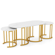 3-Piece Nesting Coffee Table Set with Faux Marble Tabletop  product image