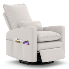 Faux Leather Swivel Rocking Recliner Chair with Side Pocket product image