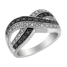 1/4 Carat (ctw) White and Black Diamond Infinity Ring in Sterling Silver product image 1/4 Carat (ctw) White and Black Diamond Infinity Ring in Sterling Silver product image