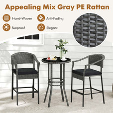 3-Piece Patio Rattan Wicker Bar Set product image