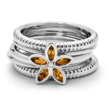 1/3 Carat (ctw) Citrine Flower Ring  in Sterling Silver product image
