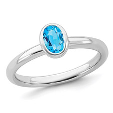 Blue Topaz Stacking Ring 2/5 Carat in Sterling Silver product image
