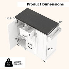 Rolling Kitchen Island Cart on Wheels with Storage Cabinets product image