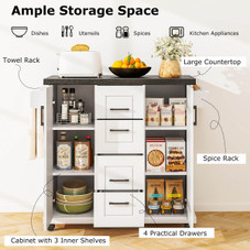 Rolling Kitchen Island Cart on Wheels with Storage Cabinets product image