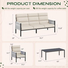 4-Piece Aluminum Patio Furniture Set with Coffee Table product image