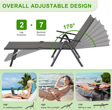 Outdoor Adjustable Chaise Lounge Chair (1- or 2-Pack) product image