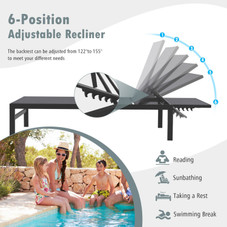 6-Position Chaise Lounge Chair with Rustproof Aluminum Frame (1 or 2-Pack) product image