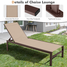6-Position Chaise Lounge Chair with Rustproof Aluminum Frame (1 or 2-Pack) product image