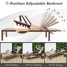 6-Position Chaise Lounge Chair with Rustproof Aluminum Frame (1 or 2-Pack) product image