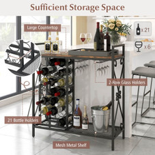 21-Bottle Wine Rack Organizer with 2-Row Slant Glass Holders product image