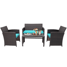 Rattan 4-Piece Curved Back Patio Furniture Set product image