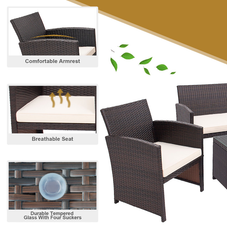 Rattan 4-Piece Curved Back Patio Furniture Set product image