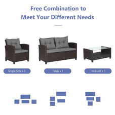 4-Piece Patio Rattan Furniture Set with 2-Tier Coffee Table product image
