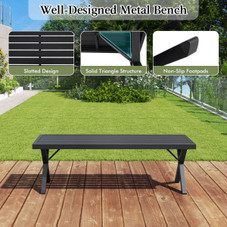 54" Patio Metal Bench with Slatted Seat and X-Shaped Legs product image