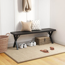 54" Patio Metal Bench with Slatted Seat and X-Shaped Legs product image