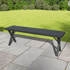 54" Patio Metal Bench with Slatted Seat and X-Shaped Legs product image