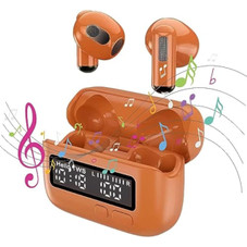 Wireless Earbuds Earphone , Retro ENC Noise Reduction Stereo Sound 5.2 with LED Power Display, For Sports Game (Orange) product image Wireless Earbuds Earphone , Retro ENC Noise Reduction Stereo Sound 5.2 with LED Power Display, For Sports Game (Orange) product image