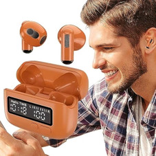 Wireless Earbuds Earphone , Retro ENC Noise Reduction Stereo Sound 5.2 with LED Power Display, For Sports Game (Orange) product image Wireless Earbuds Earphone , Retro ENC Noise Reduction Stereo Sound 5.2 with LED Power Display, For Sports Game (Orange) product image