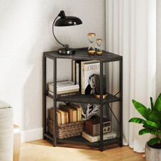 3-Tier Corner Table with Charging Station and Adjustable Metal Frame product image