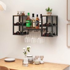 3-Tier Wall Mounted Wine Rack with Glasses Holder product image