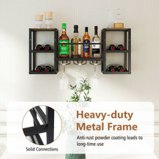 3-Tier Wall Mounted Wine Rack with Glasses Holder product image