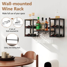 3-Tier Wall Mounted Wine Rack with Glasses Holder product image