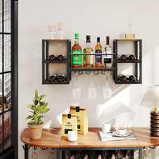 3-Tier Wall Mounted Wine Rack with Glasses Holder product image
