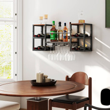 3-Tier Wall Mounted Wine Rack with Glasses Holder product image