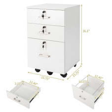 3-Drawer Rolling File Cabinet with Lock product image