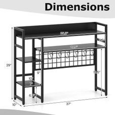 4-Tier Display Shelf with Metal Grid Panel and 6 Hooks product image