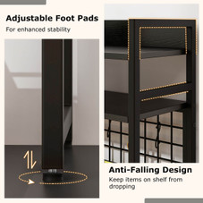 4-Tier Display Shelf with Metal Grid Panel and 6 Hooks product image