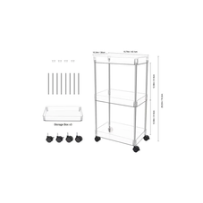 3-Tier Acrylic Rolling Cart with Wheels and Lockable Casters product image