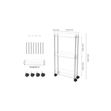 3-Tier Acrylic Rolling Cart with Wheels and Lockable Casters product image