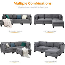 7.4' Convertible Modular Sectional Sofa Couch with Ottoman product image