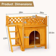 2-Story Wooden Outdoor Cat House with Balcony product image