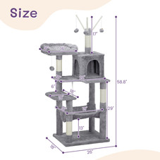 57" Cat Tree Tower with Padded Platform Bed and Sisal Scratching Posts product image