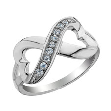 Infinite Love Double Heart Created White Topaz Ring in Sterling Silver product image