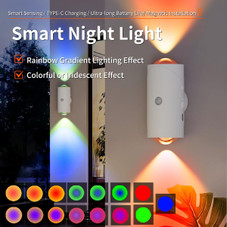 LED Motion Sensor Night Light,7 Colors Rechargeable Light,Wireless Magnetic Wall Lamp,For Garden Steps,Bedroom,Hallway,Courtyard,Holiday Decor product image